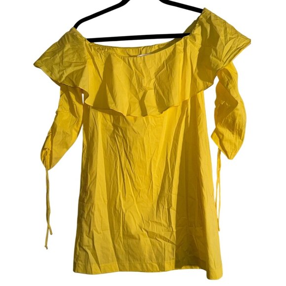 Dresses & Skirts - Socialite Yellow Off-Shoulder Ruffle Sleeve mini dress  Womens Size S